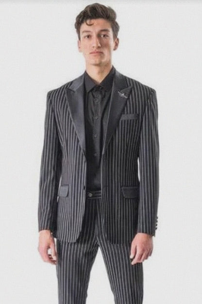 Stripe Tuxedo - Black Tuxedo - 1920s Pinstripe Suit - Gangster Suit