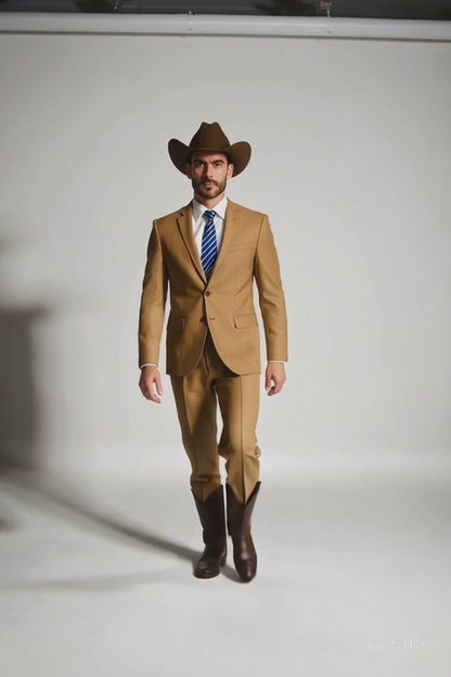 Men's Two-Piece Side Vents 2 Button Light Rust Cheap Priced Business Suits Clearance Sale