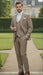 Men’s Beige Pinstripe Three-Piece Suit – Classic Fit Formal Suit with Vest and Flat-Front Pants in Tan Stripe By Rossiman