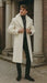 Mens Ivory Full-Length Overcoat with Luxurious Faux Fur Shawl Collar – Cream Winter Dress Coat Off White Color