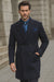 Navy Blue Wool Overcoat – Double Breasted Winter Topcoat for Men