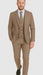 Mens 2 Button Vested Peak Lapel Plaid Suit in Tan