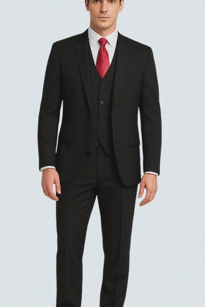 Brand: Caravelli Collezione Suit - Caravelli Suit - Caravelli Italy Caravelli Men'S Black 3-Piece Slim Fit 2-Button Vested Dress Suit Set