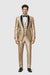 Champagne Shiny Tuxedo Vested Suit - Sateen Sharkskin Fabric Groom Suit