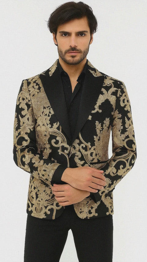 Black and Gold Prom Tuxedo