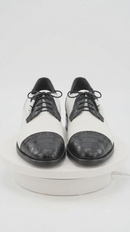 Men's Los Altos Boots Black/White Genuine Teju Lizard And Caiman
