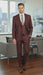 Men’s Burgundy Checkered 3-Piece Suit – Windowpane Classic Fit Plaid Blazer with Vest and Pants