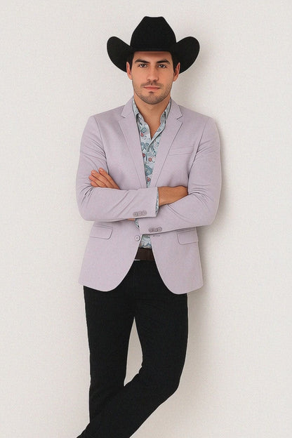 Men's Slim Fit Western Blazer Sport Coats Silver Sacos Vaqueros Para Hombre