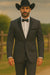 Grey~Gray 2 button  collar or Formal Suit & Dinner Jacker or Blazer with Black Edge Trim  Fashion Tuxedo For Men