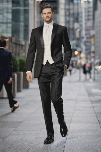 Fitted Slim Fitc Cut Traditional Black Best Designer One Button Black Tuxedo Suit For Men Slim Fit Black Tuxedo - Skinny Fit Tuxedo
