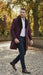 Men’s Burgundy Three Quarter Coat with Faux Fur Collar Overcoat – Luxury Winter Outerwear Three Quarter Carcoat Topcoat