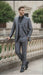 Men’s Dark Grey Shiny Two-Piece Suit – Slim Fitted Formal Jacket and Tailored Pants - Sateen Metalic in Charcoal Gray Color