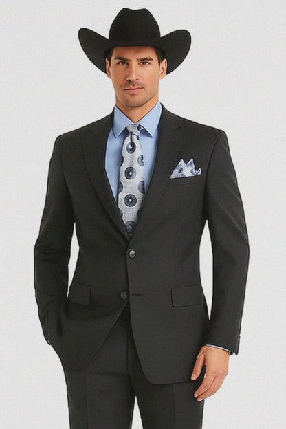 2 PC 2 Buttons Suit Luxurious Poly Rayon Charcoal Cheap Priced Business Suit Clearance Sale