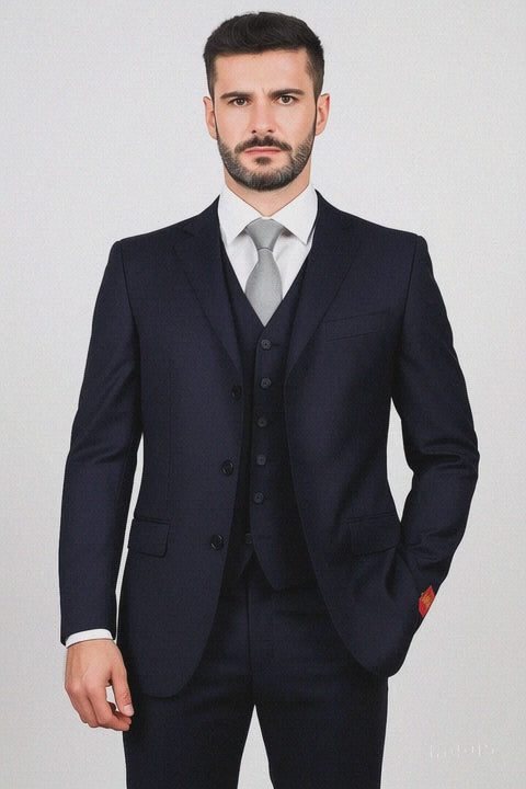 Navy-Three Button Suit 