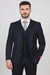 Classic Fit - 100% Navy Suit - Three Button Vested Suit - Athletic Fit - 100% Percent Wool Fabric Suit - Worsted Wool Business Suit