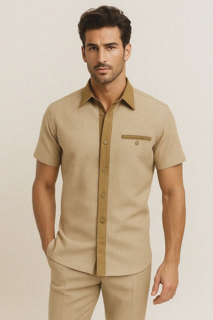 Men’s Houndstooth Walking Suit by Dreams by Zacchi – 2 Piece Lei sure Set in camel- $99