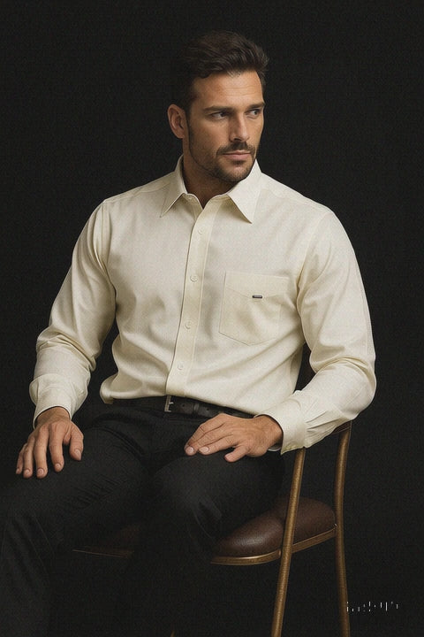 ivory mens dress shirt "The Cameron" Solid and formal occasions Men's Fancy Long Sleeve Woven