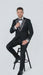 Men's Black and White Silver Embellished Tuxedo Suit + Bowtie 3-Piece Formal Wedding, Prom, and Gala Outfit