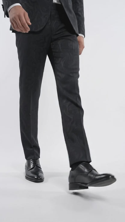 Men’s Black Paisley Floral Suit – Patterned Prom & Wedding Formal Suit
