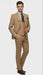 Men's Tan Three-Piece Suit with Vest – Classic Tailored Fit  in camel khaki Bronze color By Rossiman