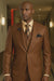 Solid Vested 3pc 2 Button Copper~Rust Suit  - Three Piece Suit