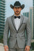 Grey~Gray 2 Button Collar Or Formal Suit & Dinner Jacker Or Blazer With Black Edge Trim Fashion Tuxedo For Men SA-M141s