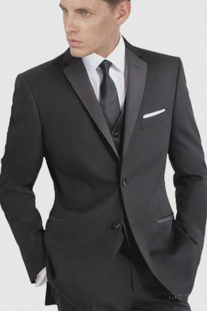 Tiglio Black Wool 2-button 2-Piece Tuxedo