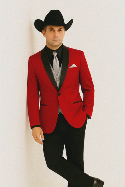 Men's Red  One Button Suit Modern Fit