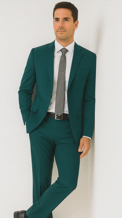 Men's 2 Button Super Slim Fit Teal Blue ~  Business Suits Clearance Sale Jacket & pants