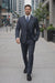 Mens Three Piece Suit - Vested Suit Classic Vested 3 Piece 2 Button Dark Navy Mini Pinstripe Men's Suit Flat Front Pants