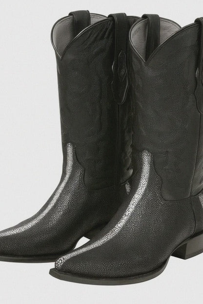 Los Altos Men's Black Stingray Rowstone Snip Toe Boots