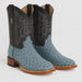 Men's Los Altos Ostrich Skin Wide Square Toe Boots - Rustic Blue