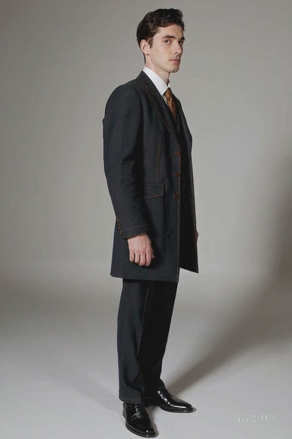 Men's 3 Piece Fashion Black Jean  Wide Leg Vested Long Cheap Priced Business Suits Clearance Sale