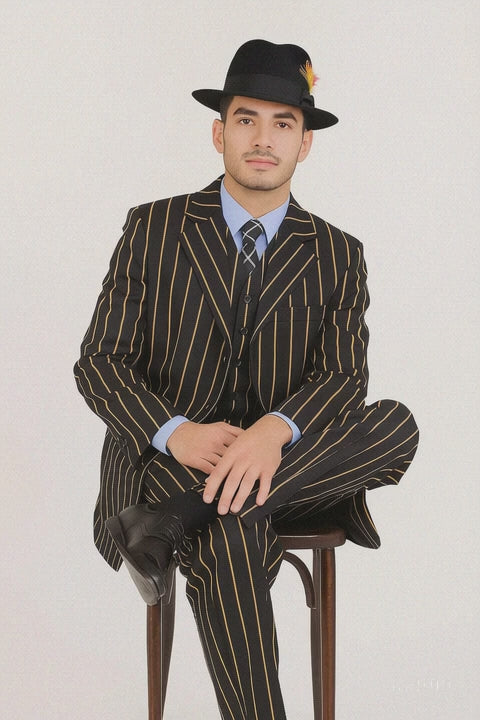 Black And Gold Zuit Suit For Men