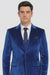 Tazzio Men’s Royal Blue Velvet Suit – Slim Fit 2-Piece Peak Lapel Formalwear