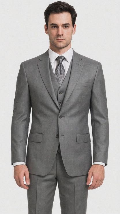 Vitali Brand Suits - Men's Gray 2 Button Vested Suit