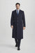 Men'S Dress Coat Long Wool Winter Dress Knee Length Coat 45 Inch Navy Blue Men'S Overcoat Classic Model Features Button Front Wool 3 Button Style