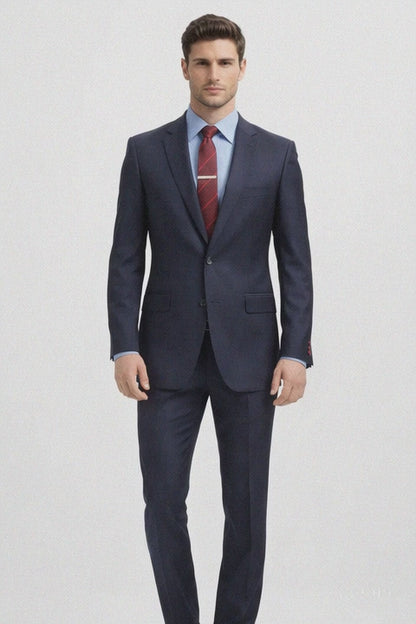 Carlo Lusso Navy Two-button Poly Blend Suit Modern Fit