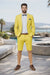 Mens Short Pants Suit Set Mens Yellow  Suit For Men