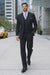Men's Dark Navy 2 button Ticket Pocket Lapeled Vested 100% Wide Leg Pleated Pants - Dark Blue Suit Color - 100% Percent Wool Fabric Suit - Worsted Wool Business Suit