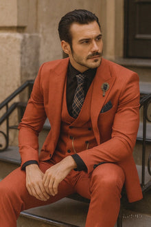 Designer Red Three-Piece Suit – Business & Wedding Wear for Men