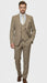 Men’s Beige Pinstripe Three-Piece Suit – Classic Fit Formal Suit with Vest and Flat-Front Pants in Tan Stripe By Rossiman