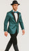 Men's 2 Buttons Slim Fit Teal Sharkskin Blazer Sport coat