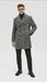 Mens Grey Plaid Double-Breasted Overcoat with Black Faux Fur Collar – Classic Winter Peacoat
