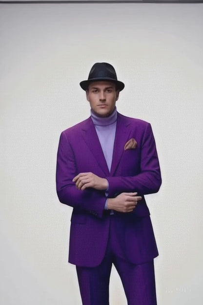 Ultra Smooth 2 Button  Business Suits Clearance Sale Purple