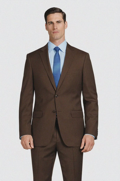 Tiglio Brown Two-Button Wool Suit Modern Fit