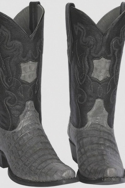 Los Altos Boots - Mens Dress Cowboy Boot - Low Priced Grey Caiman Cowboy Boots - in Grey