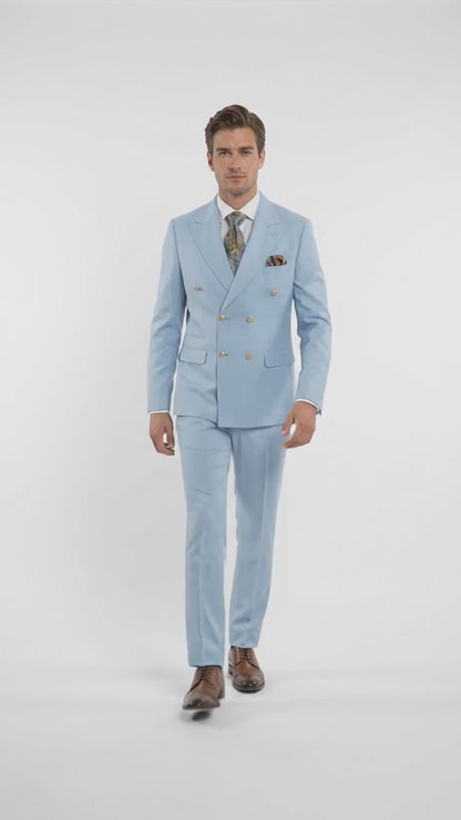Rossi Man Men’s Blue Double-Breasted Suit – Peak Lapel Formal Wedding & Prom Suit