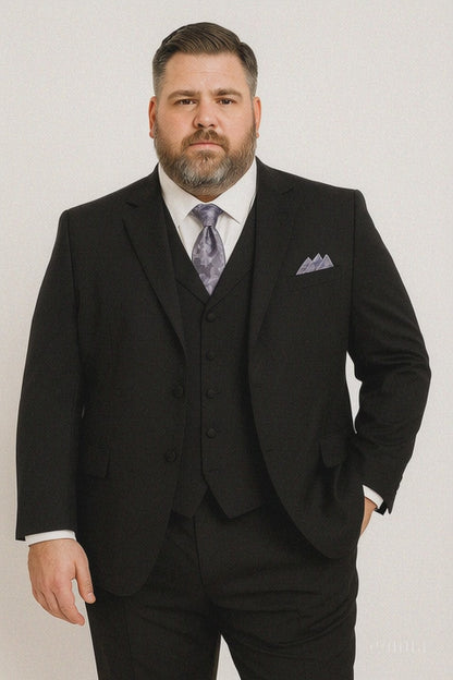 Plus Size Suits For Men - Big and Tall Suit For Big Guys Solid Black