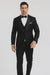 Elegant Men's Black Floral Lace Wedding Tuxedo with Vest – Designer Formal Wear